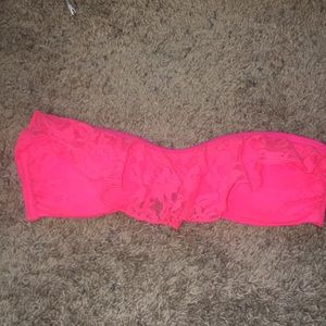 Hot pink strapless bikini top